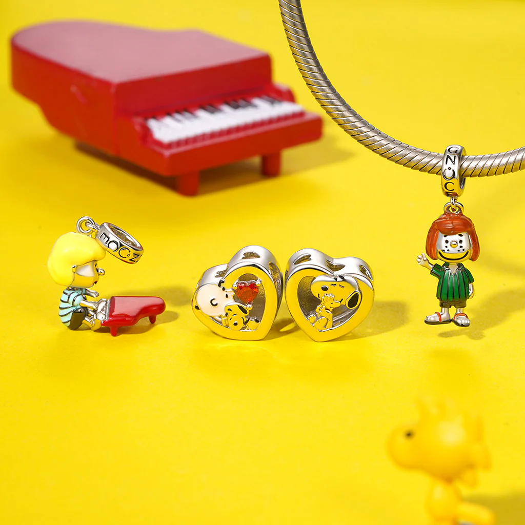 Gnoce Snoopy przytula Woodstock Spersonalizowany Foto Charm Heart - Image 4