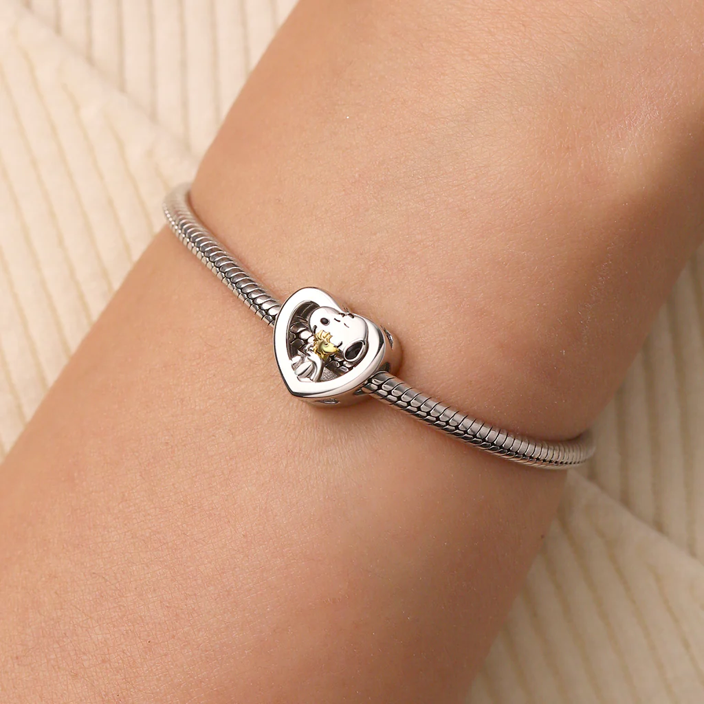 Gnoce Snoopy przytula Woodstock Spersonalizowany Foto Charm Heart - Image 5