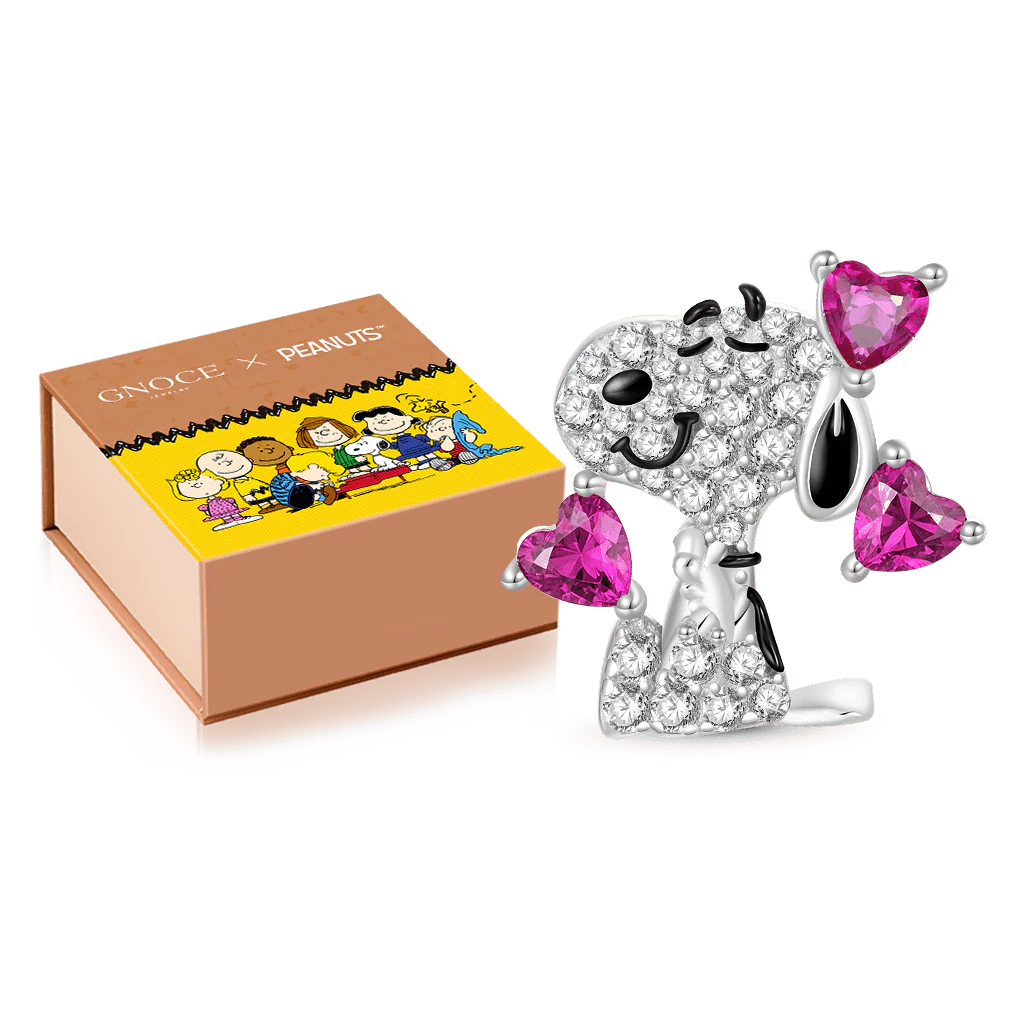 Gnoce Walentynkowa zawieszka z Snoopym i napisem Love z serii Orzeszki, wysadzana kryształami - Image 2