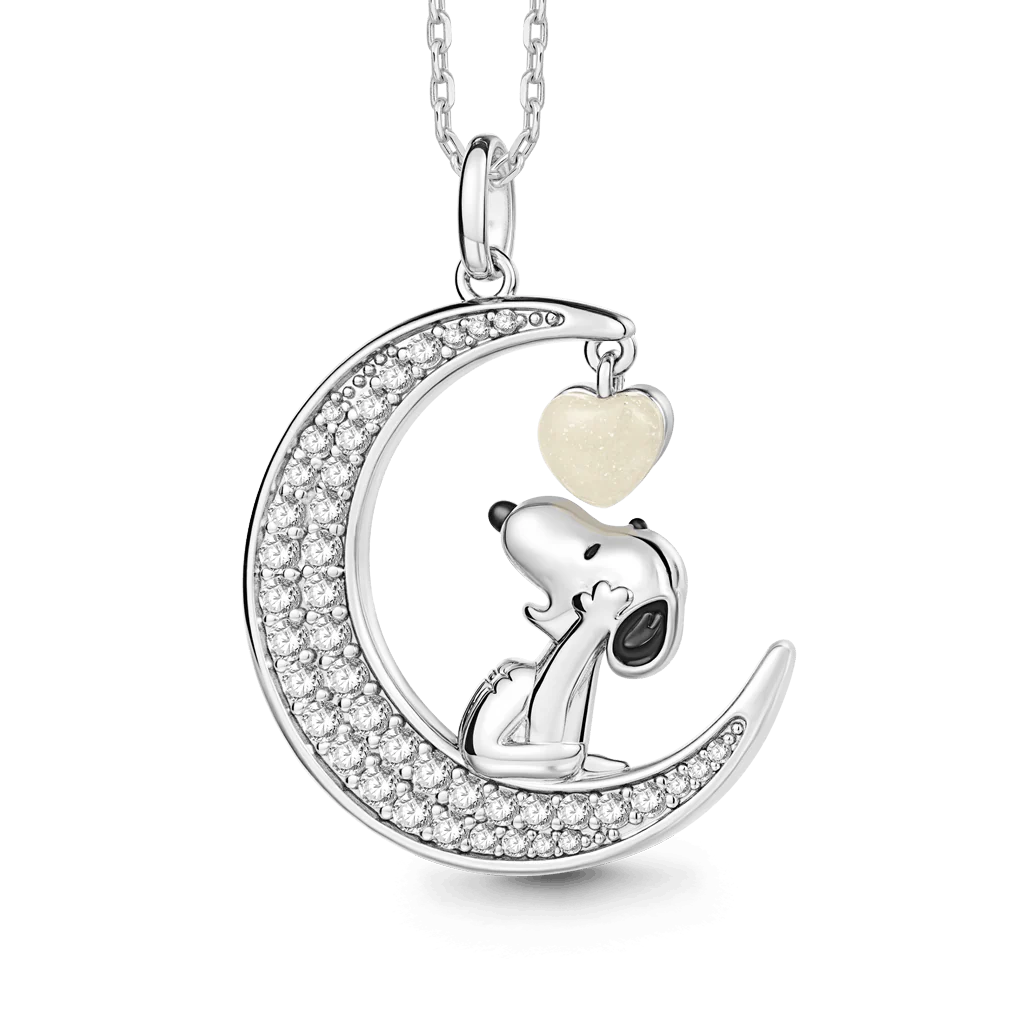 Gnoce Peanuts Snoopy Moon Świecące Serce – naszyjnik