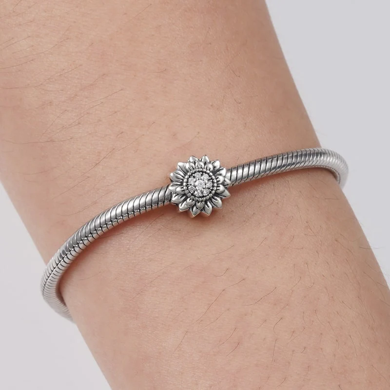 Kwiat Słonecznika Charms-Koralik ze srebra próby 925 - Image 3
