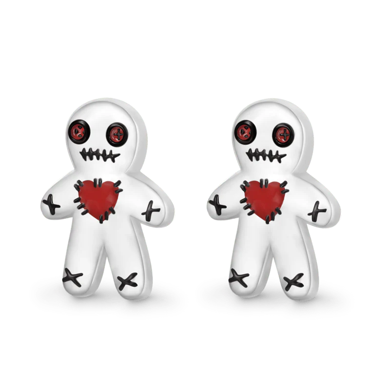 Gnoce Kolczyki w kształcie lalki voodoo na Halloween Mieszanka srebra platerowanego platyną - Image 2