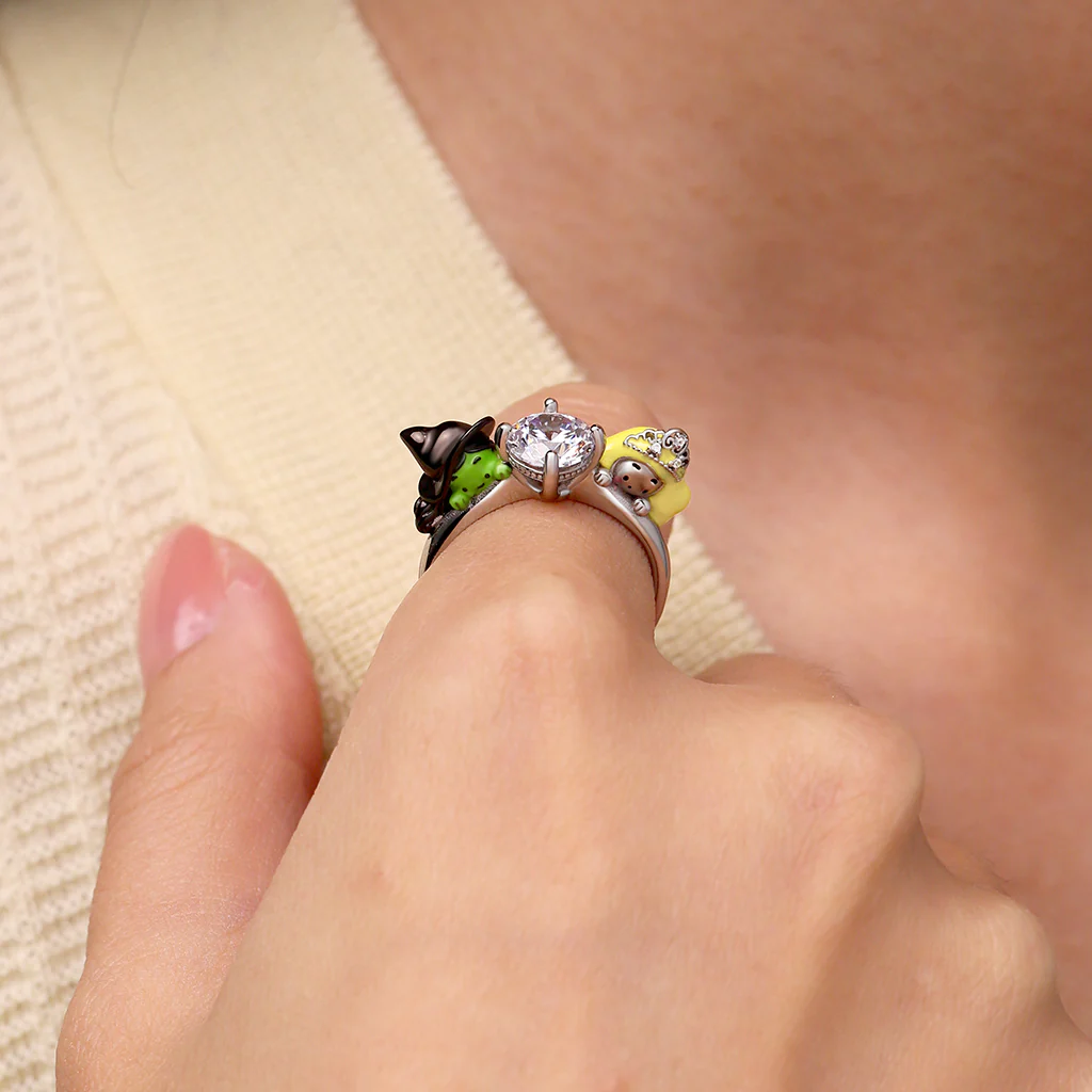 Gnoce Wicked Pierścionek Elphaba i Glinda Wiedźma Uściski Biały Diament - Image 4