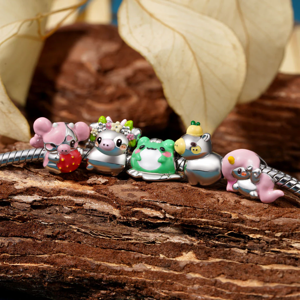 Gnoce Charms Yuzu Kapibara Fuwuffle Mieszanka srebra platerowanego platyną - Image 3